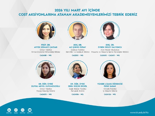 2026 Yılı Mart Ayı İçinde COST Aksiyonuna Atanan Araştırmacılarımıza Tebrik