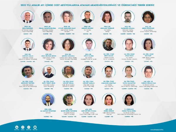 2025 Yılı Aralık Ayı İçinde COST Aksiyonuna Atanan Araştırmacılarımıza Tebrik