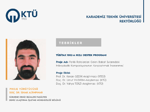 Doç. Dr. İshak ALTINPINAR'a TÜBİTAK 1002-A Programı Proje Desteği