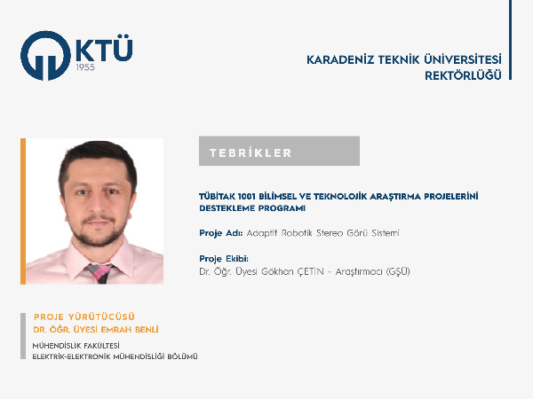 Dr. Öğr. Üyesi Emrah BENLİ'ye TÜBİTAK 1001 Programı Proje Desteği