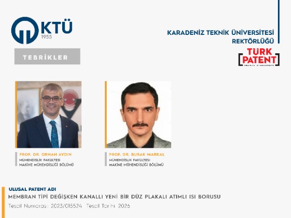 Akademisyenlerimizin Ulusal Patent Başvurusu Tescillendi
