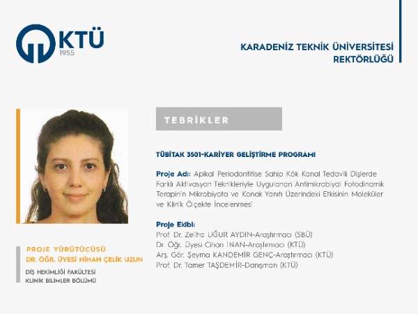 Dr. Öğr. Üyesi Nihan ÇELİK UZUN'a TÜBİTAK 3501 Proje Desteği
