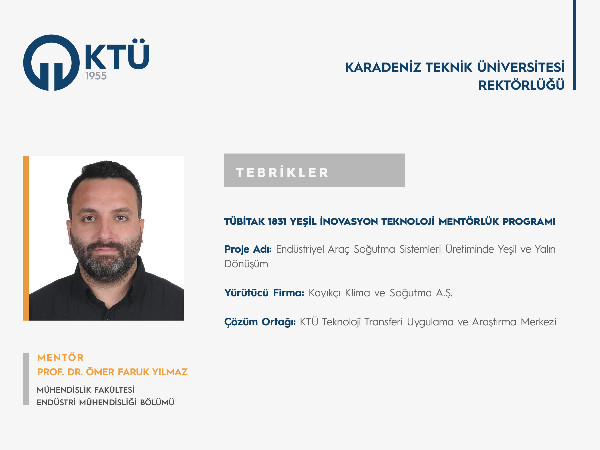 Prof. Dr. Ömer Faruk YILMAZ'a TÜBİTAK 1831 Proje Desteği