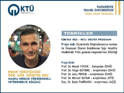 Öğr. Gör. Hüseyin KOÇ - TÜBİTAK 1002 Proje Desteği
