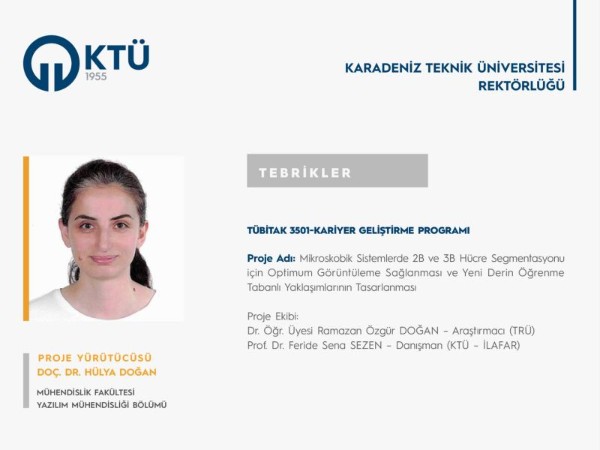 Doç. Dr. Hülya DOĞAN'a TÜBİTAK 3501 Proje Desteği