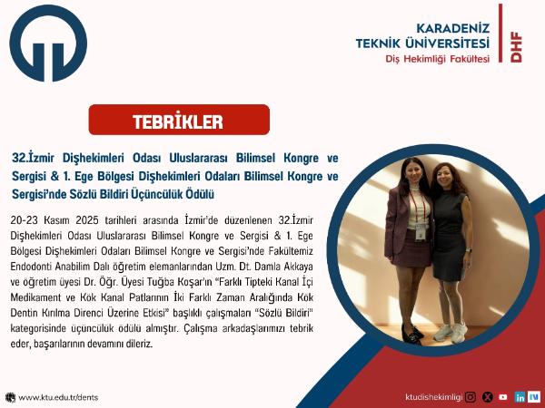 32.İzmir Diş hekimleri Odası Uluslararası Bilimsel Kongre ve Sergisi & 1. Ege Bölgesi Diş hekimleri Odaları Bilimsel Kongre