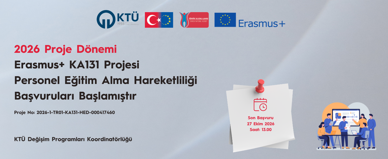 2026 Projesi Erasmus+ KA131 PEA Başvuruları Banner