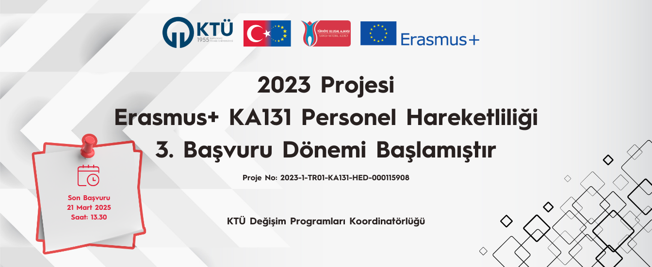 2023 projesi Erasmus+ Personel Hareketliliği 3. başvuru dönemi
