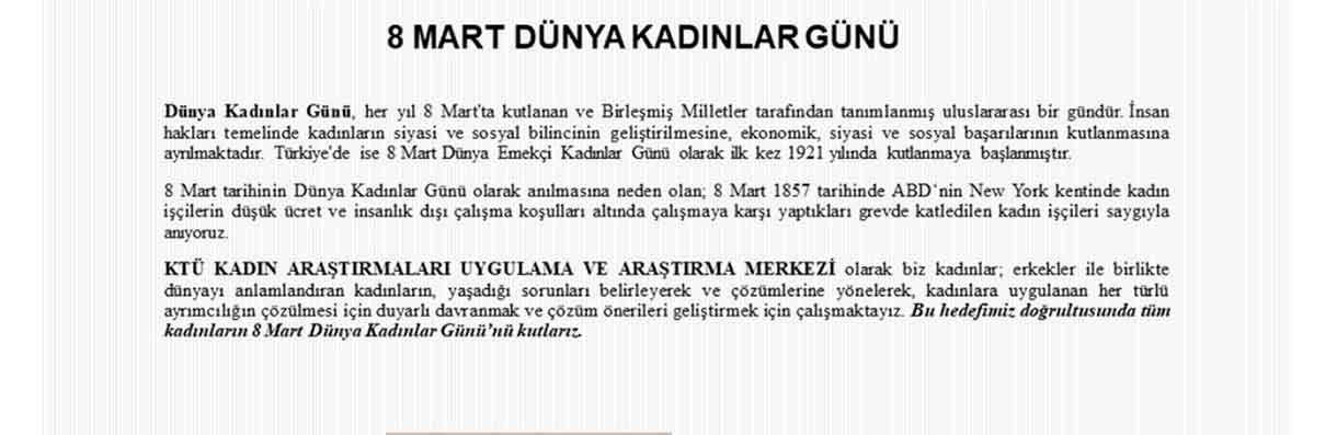 8 Mart Dünya Kadınlar Günü