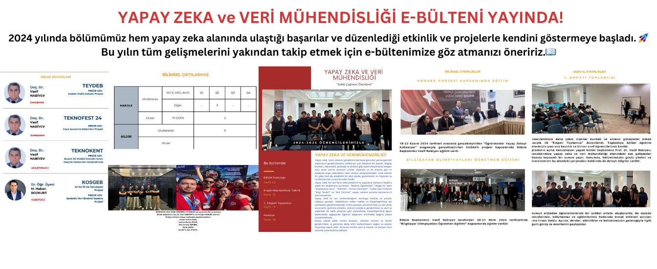 Yapay Zeka ve Veri Mühendisliği E-Bülteni yayında!